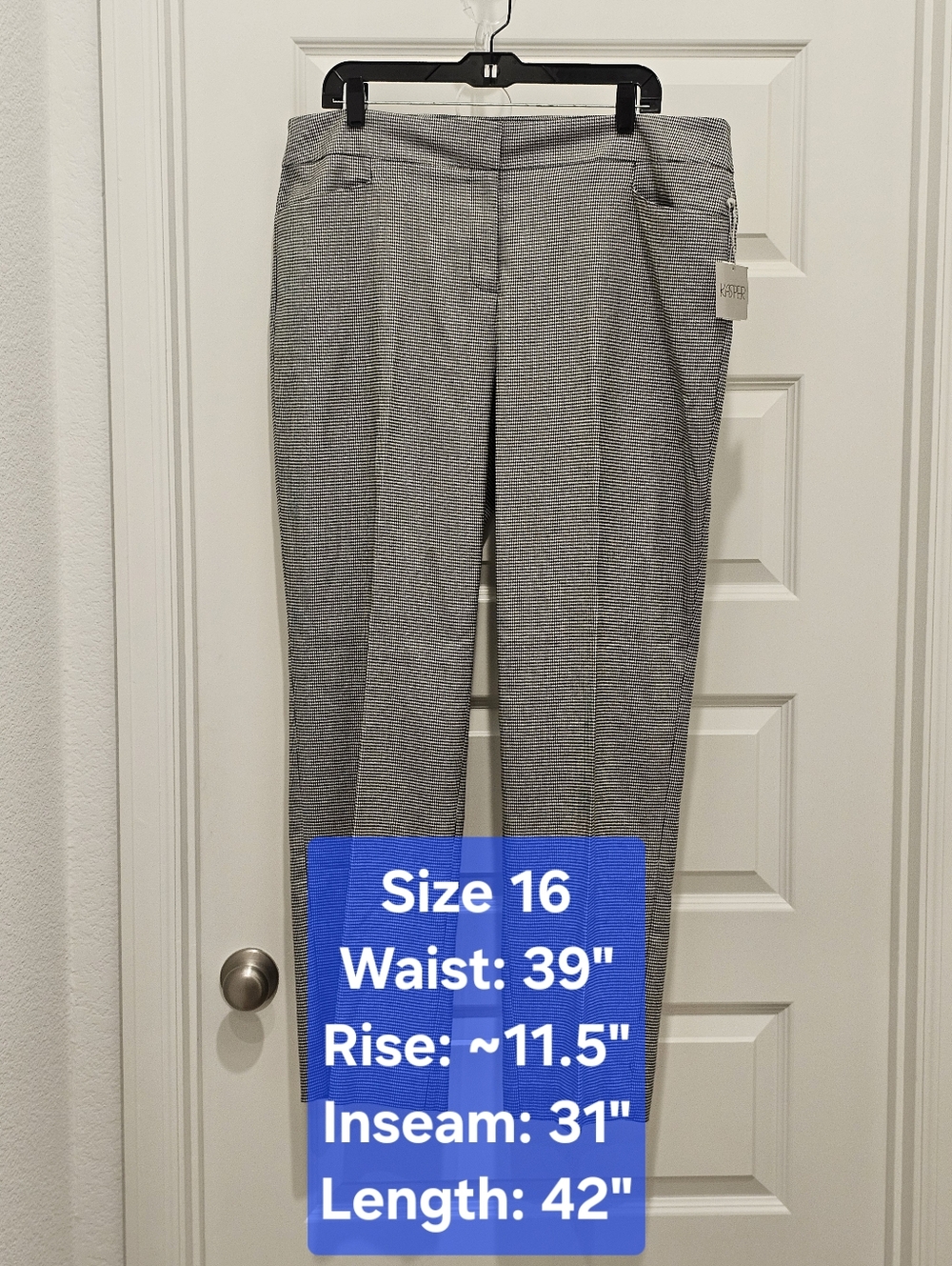NWT Kasper Houndstooth Wide Leg Dress Pants Size 16 Career Professional